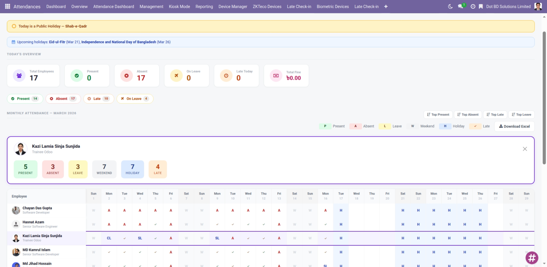 Attendance Calendar
